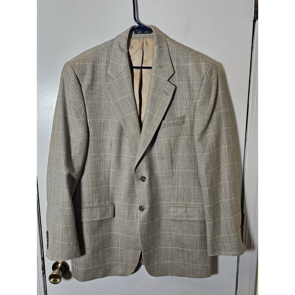 Lauren Ralph Lauren Wool Silk Linen Blazer Mens 42L Windowpane Sport Coat Canada
